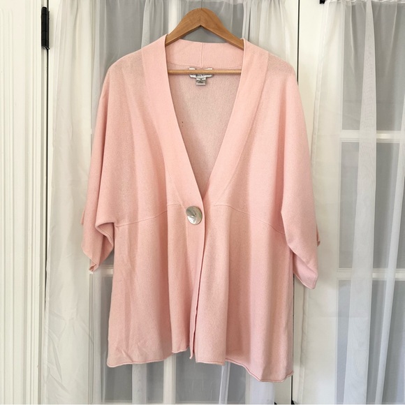 Precious Fibers Sweaters - Precious Fibers Cashmere Soft Pink Cardigan Large Shell Button Sweater Sz 1X